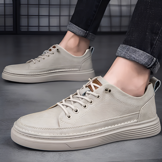 Damion - Męskie klasyczne skórzane sneakersy