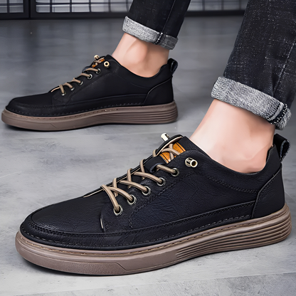 Damion - Męskie klasyczne skórzane sneakersy