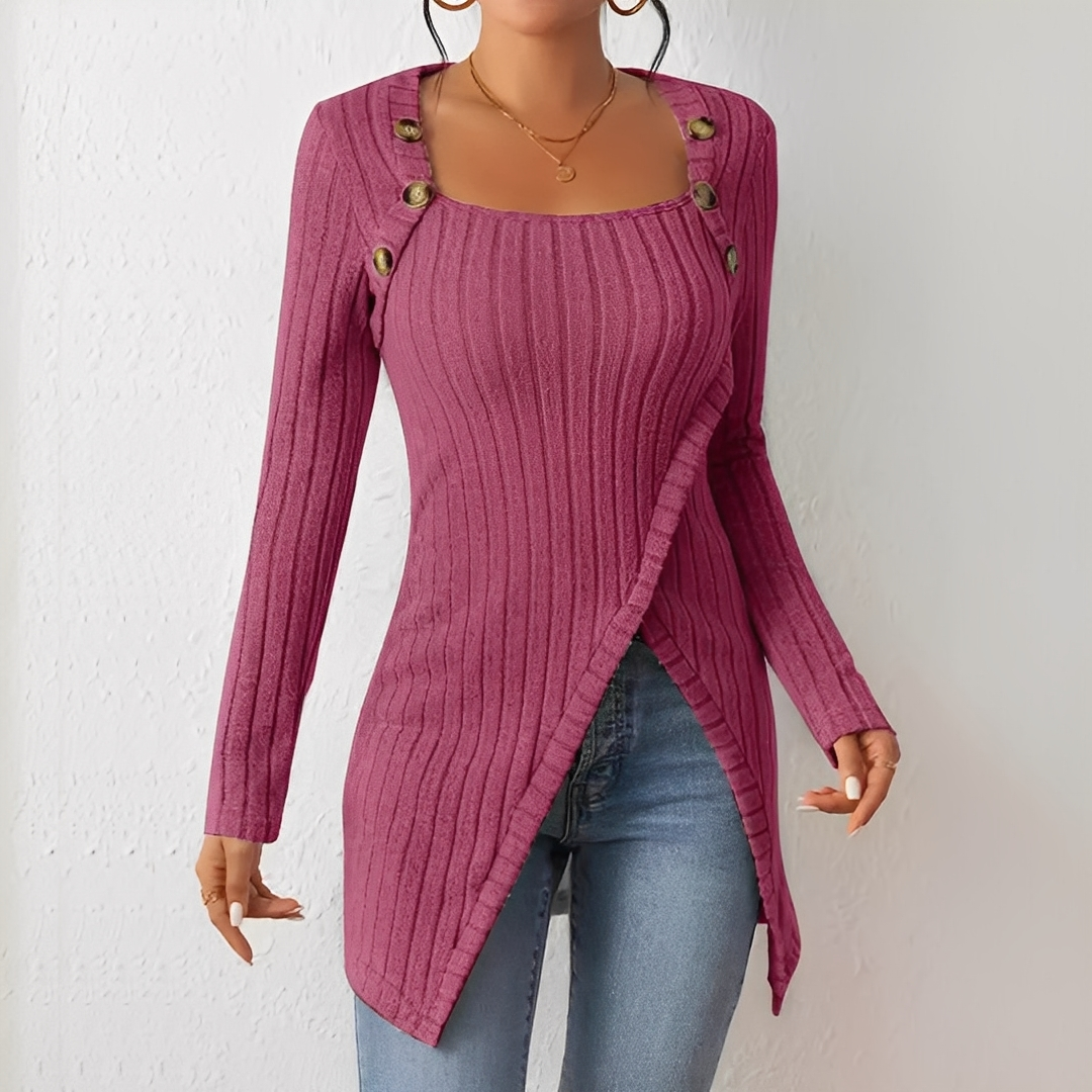 Alfreda - Women's knitted blouse with buttons