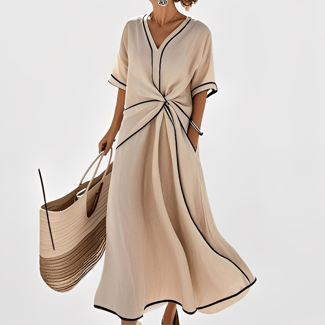 Thérèse – Luźna, elegancka sukienka w paski dla kobiet