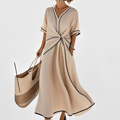 Thérèse – Luźna, elegancka sukienka w paski dla kobiet