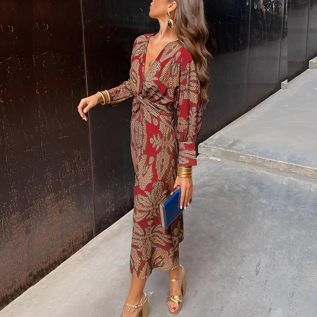 Louna - Elegantes Kleid mit V-Ausschnitt für Frauen