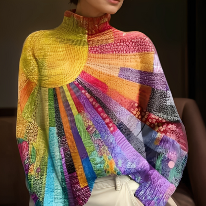 Agatine - Kolorowy sweterek z golfem dla kobiet