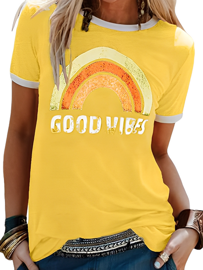 Daria - Klasyczna damska koszulka z grafiką Good Vibes