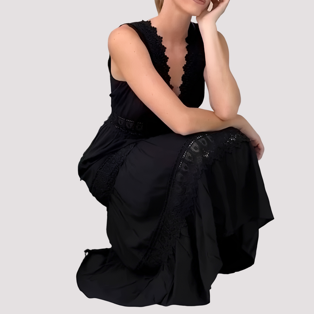 Tegan - Elegancka Sukienka Midi na Ramiączkach