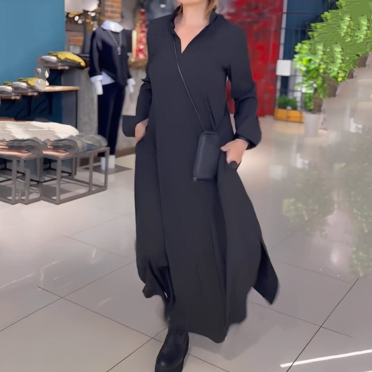 Hélène - Luźna sukienka z bocznym rozcięciem dla kobiet