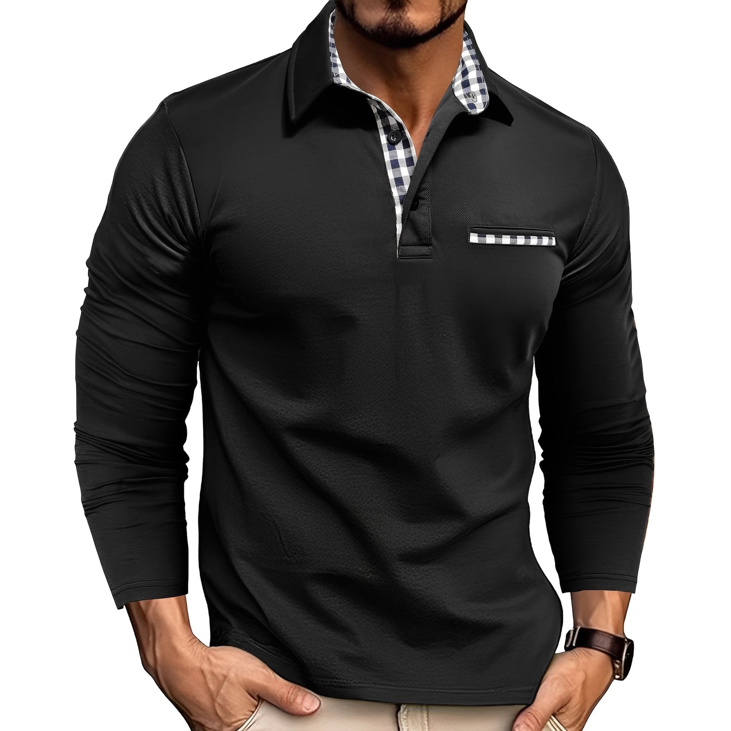 Charel - Fashionable men's long-sleeved shirt with collar
