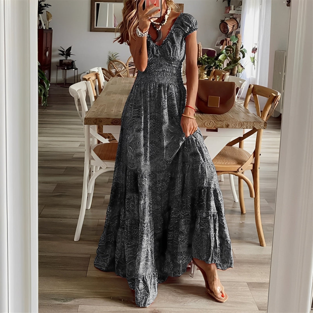 Christina - Sukienka maxi w stylu boho z kwiatowym wzorem dla kobiet