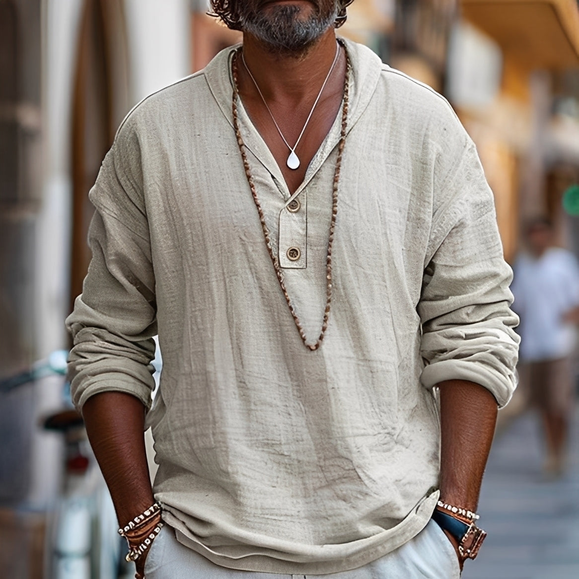 Alvin - Men's long-sleeved shirt in a loose style