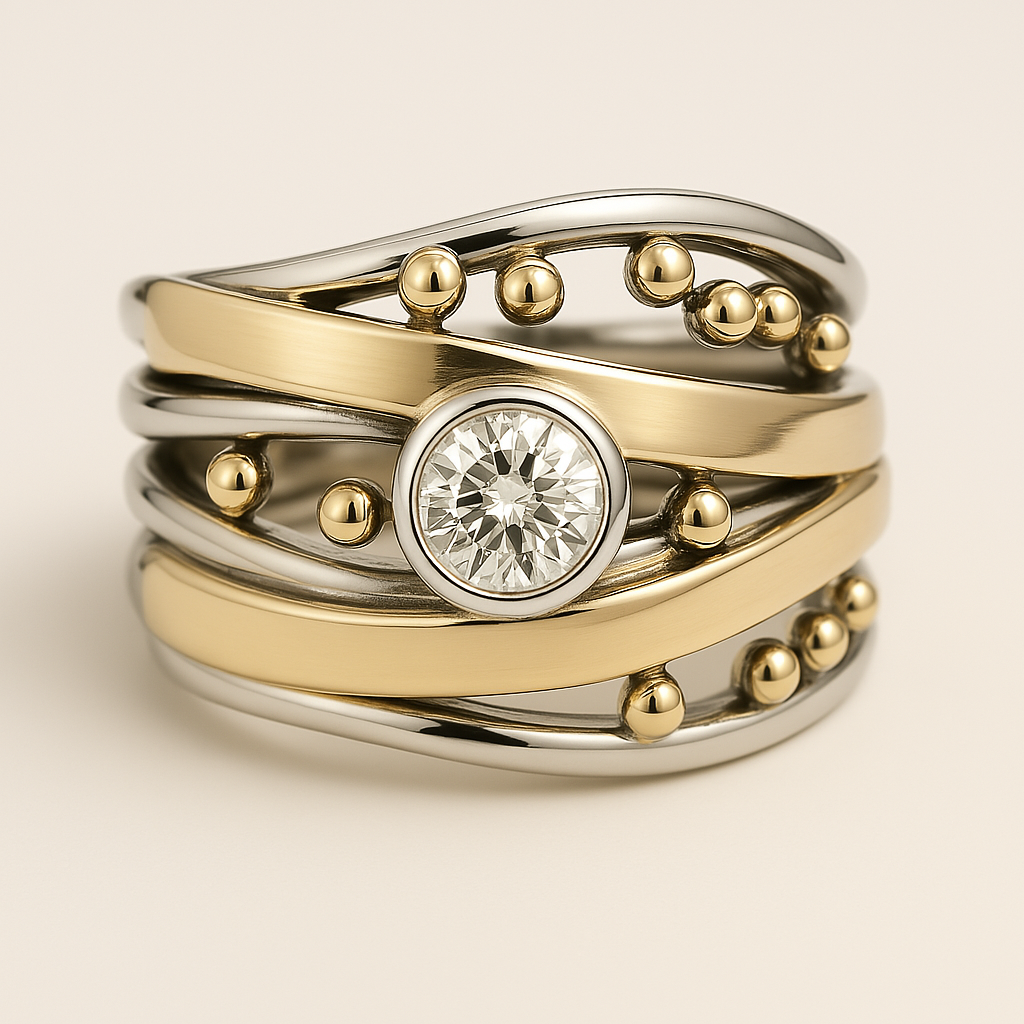 Dalia – Vintage Pierścionek z Błyszczącym Detalem