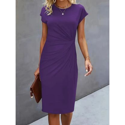 Miranda - Elegancka Damska Midi-Sukienka Krótki Rękaw