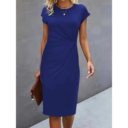 Miranda - Elegancka Damska Midi-Sukienka Krótki Rękaw