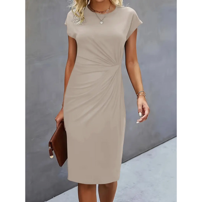 Miranda - Elegancka Damska Midi-Sukienka Krótki Rękaw