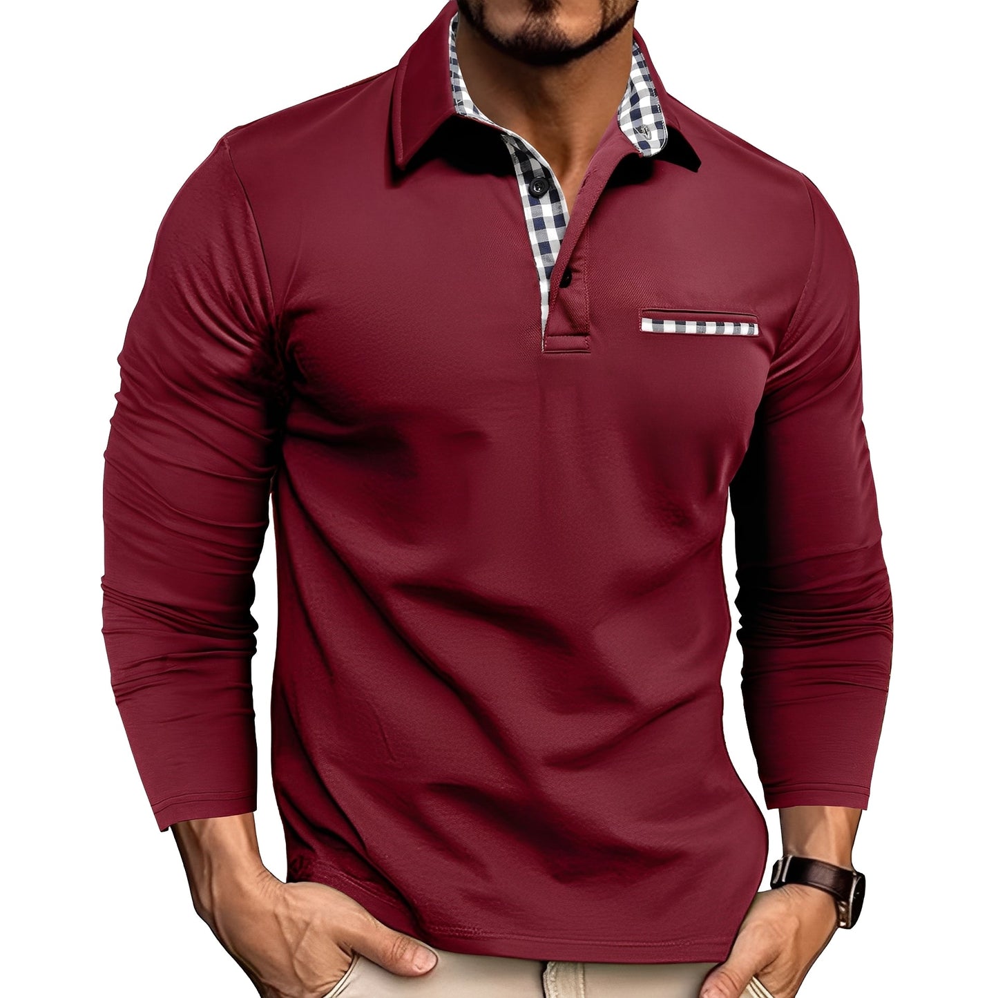 Charel - Fashionable men's long-sleeved shirt with collar