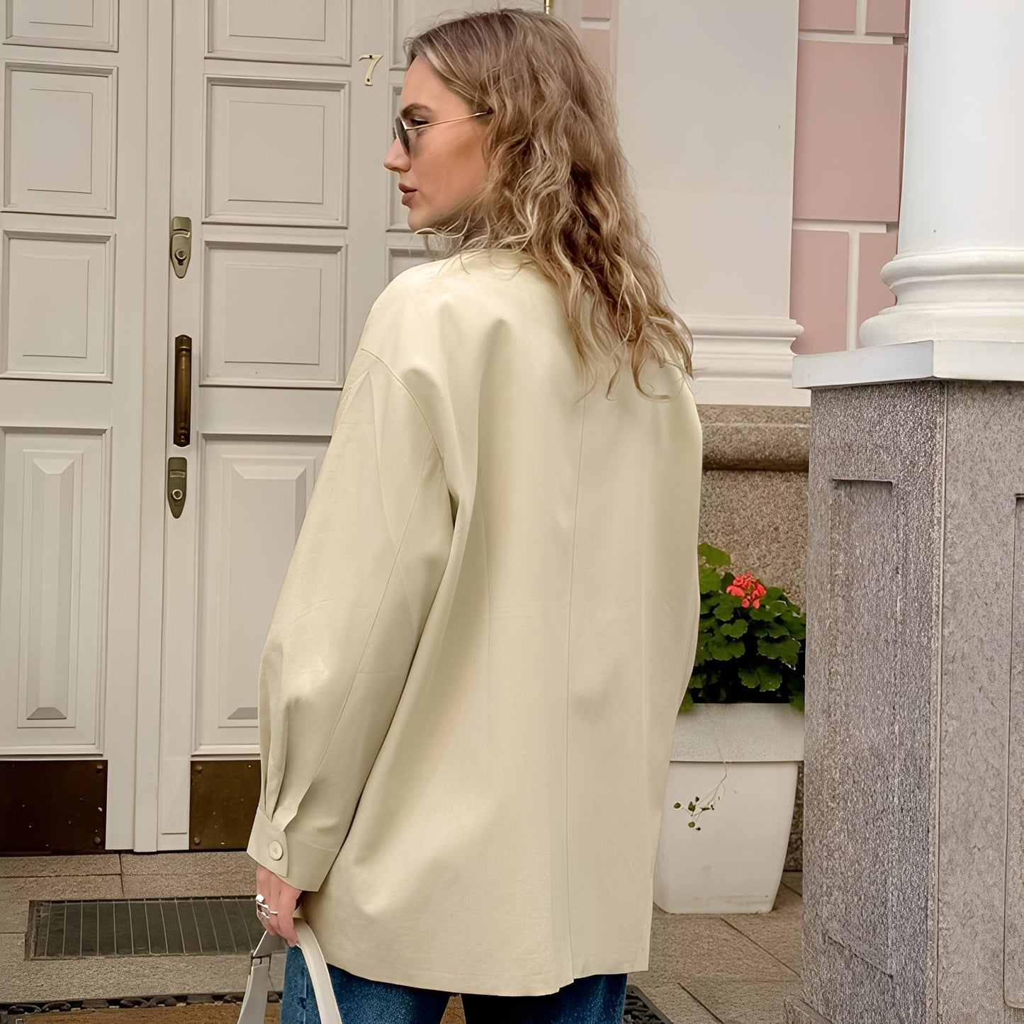 Eireen - Stylowa, luźna kurtka z polo kołnierzem dla kobiet