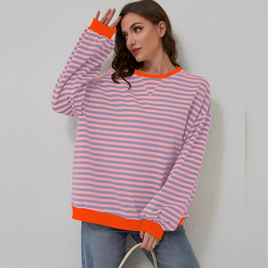 Pénélope - Damski oversize sweter w paski