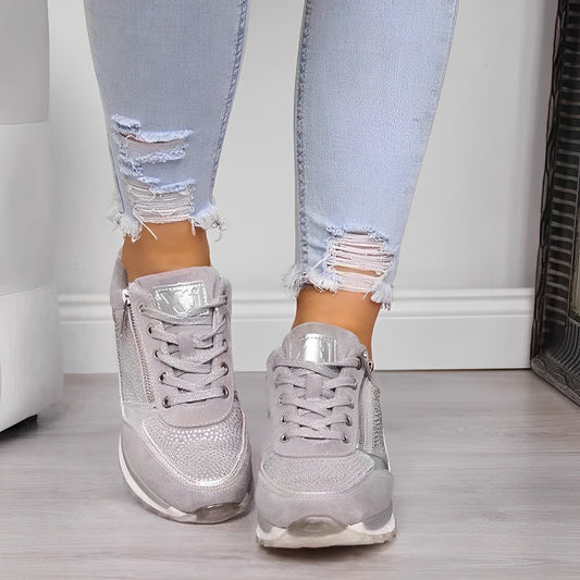Luna - Kobiece sneakersy z zamkiem po boku