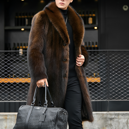 Matteo - Stylowy długi futrzany płaszcz dla panów