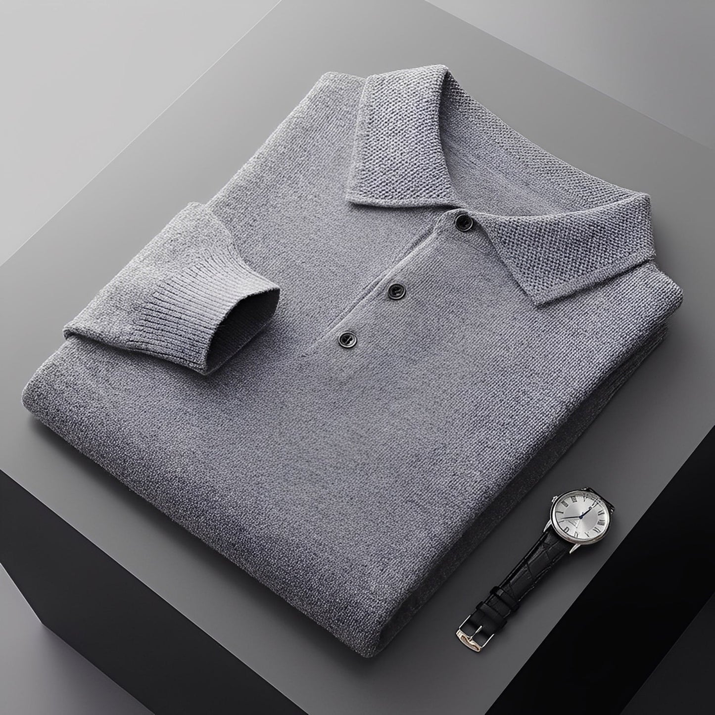 Romilly - Stylowy kaszmirowy sweter polo dla mężczyzn