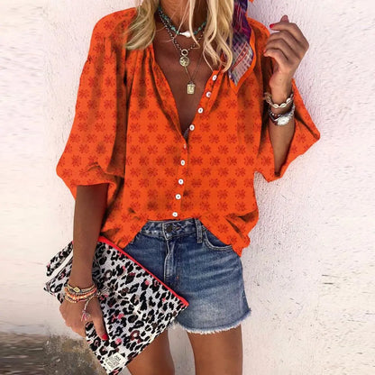 Isabella - Kwiatowy top z vintage guzikami