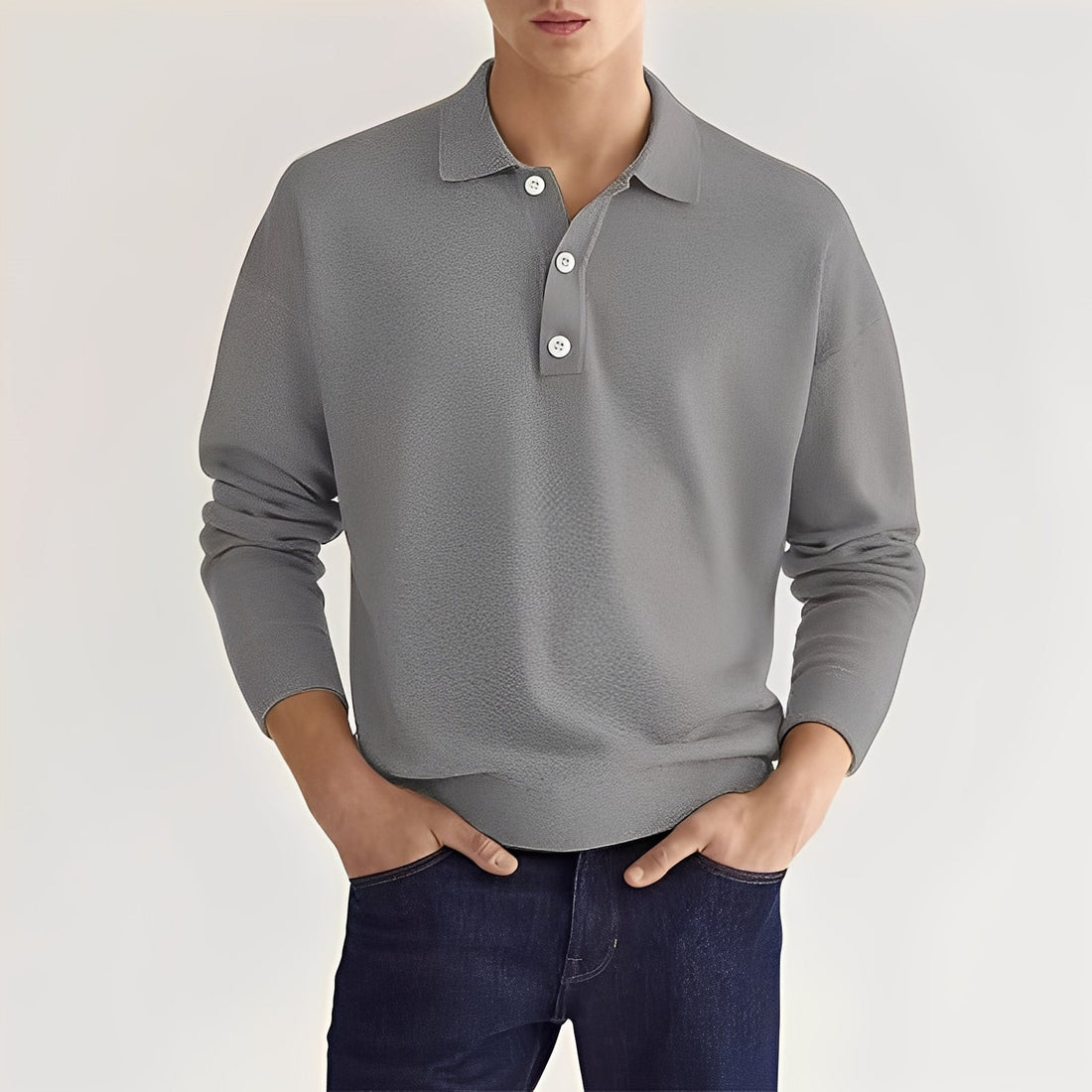 Dominic - Męska polo z długimi rękawami w stylu casual