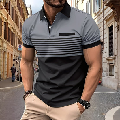 Derryl - Stylowa, w paski męska koszulka polo