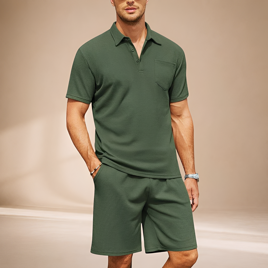 Barry - Swobodny Zestaw Polo Waffle