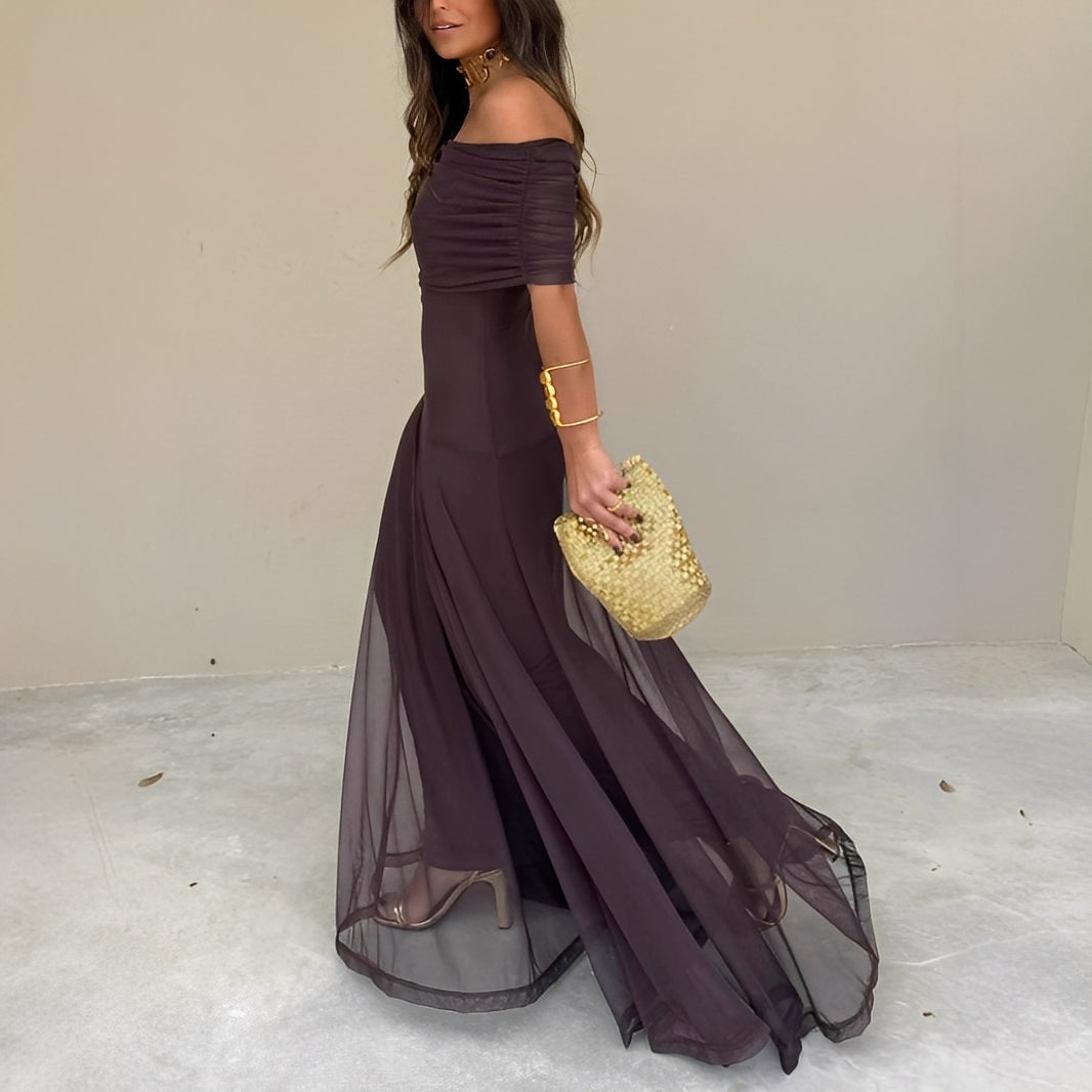 Eunice - Stylowa długa suknia z siatki dla kobiet