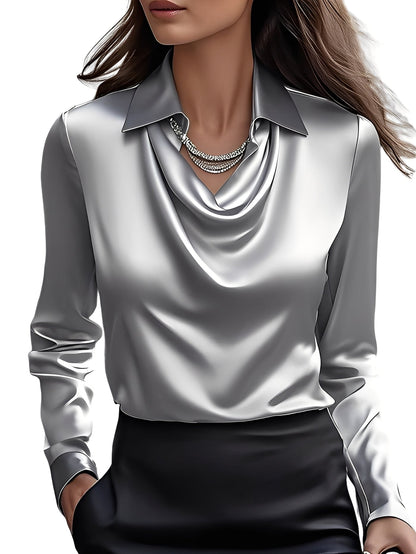 Dionne - Stylowa kobieca bluzka satynowa z długimi rękawami