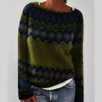 Heather - Tradycyjny damski sweter z wzorem