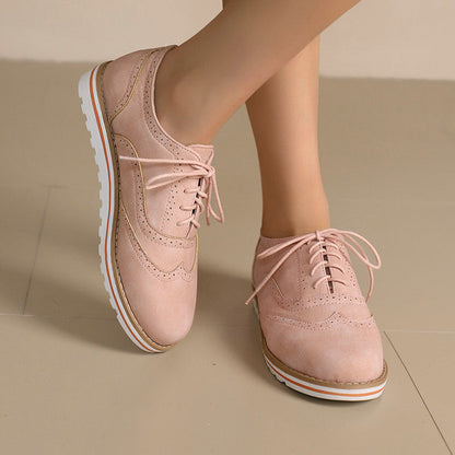 Gemma - Luźne damskie buty Derby z zamszu