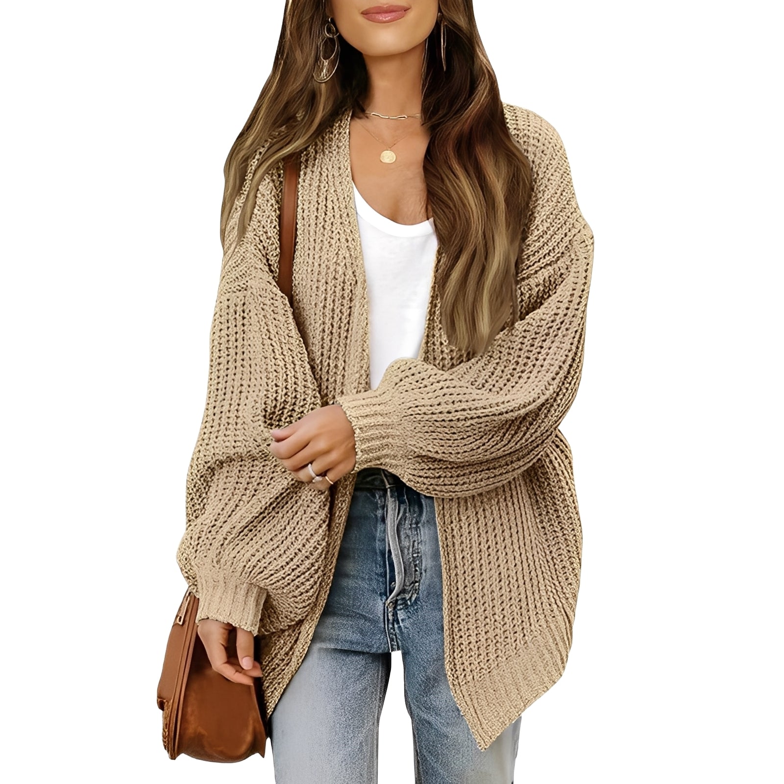 Nelly - Swobodny kardigan damski z otwartym przodem
