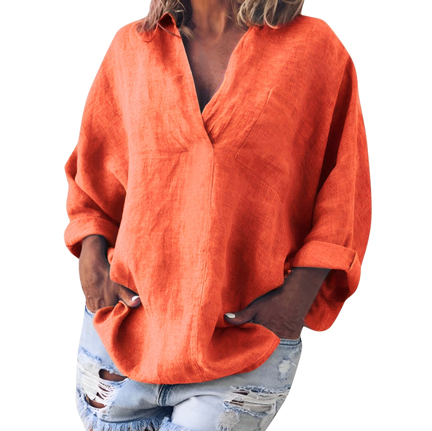 Pamella - Stylowy, luźny T-shirt z długim rękawem