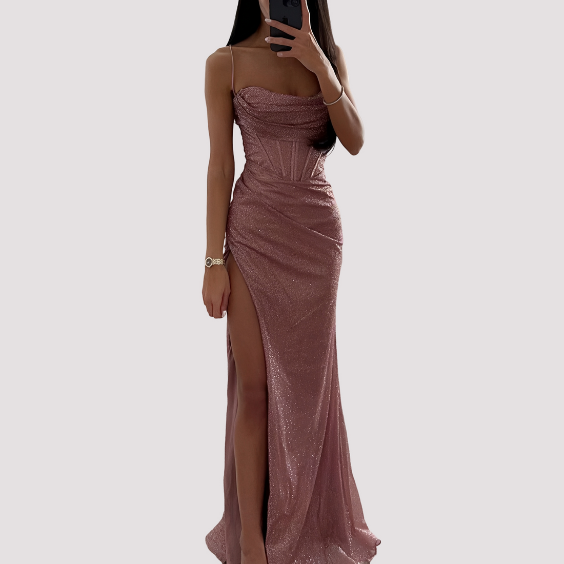 Bonnie - Modna Sukienka Maxi z Rozcięciem