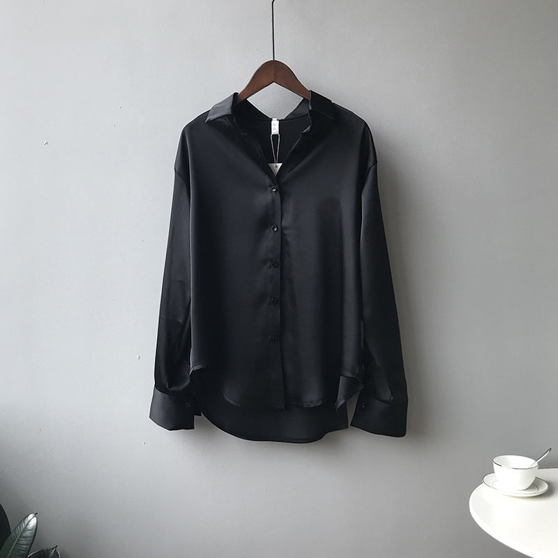 Briana - Elegancka bluzka z satyny i jedwabiu z guzikami dla kobiet