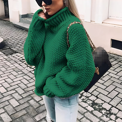 Paulina - Sweter z szerokim golfem z ciepłej dzianiny dla kobiet