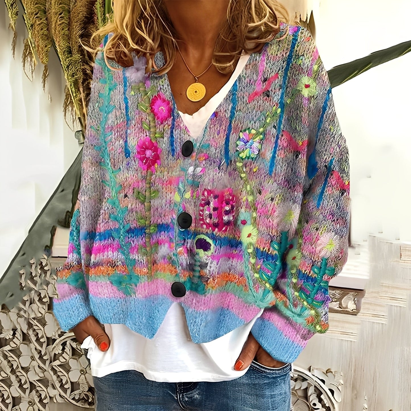 Daphné - Kolorowy i komfortowy sweter damski