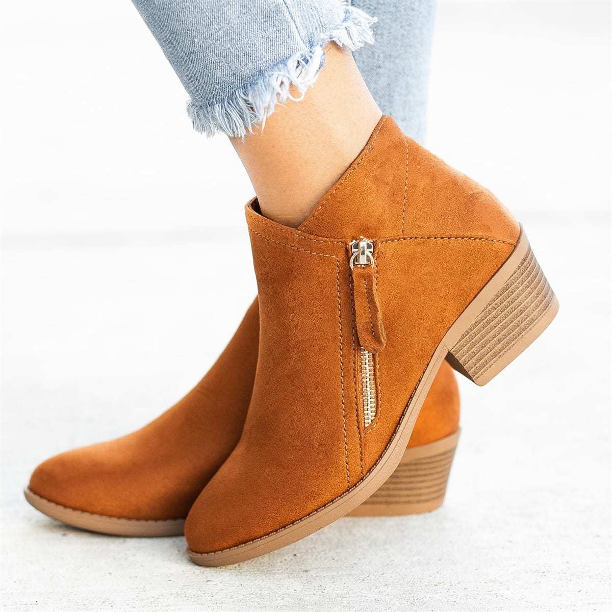Elizabeth - Eleganckie Botki Skórzane z Zamszu dla Kobiet