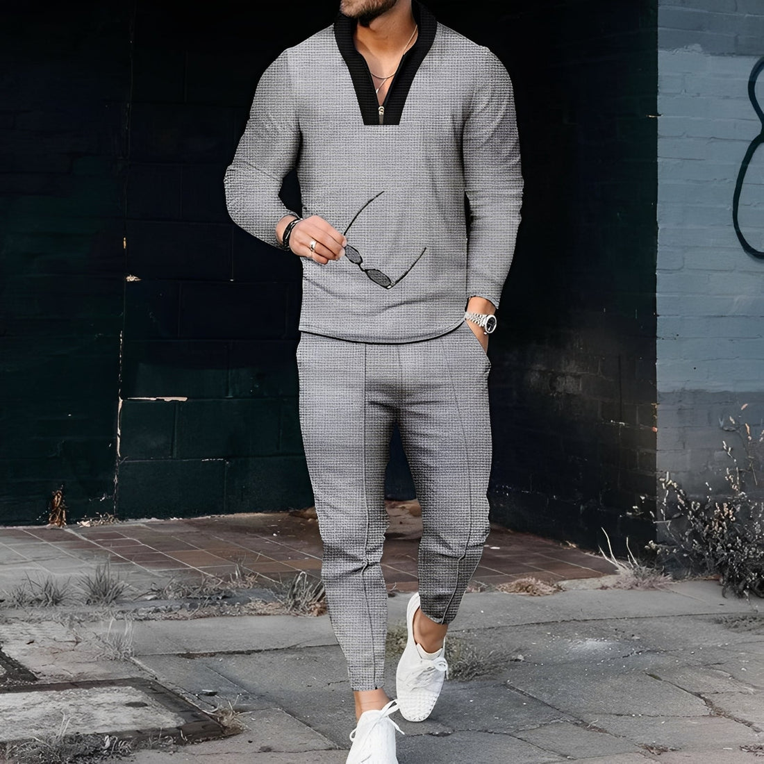 Andrew - Stylowy dres z wzorem waflowym dla mężczyzn