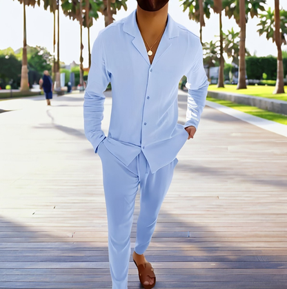 Joel - Swobodny, jednorzędowy zestaw dwuczęściowy dla mężczyzn