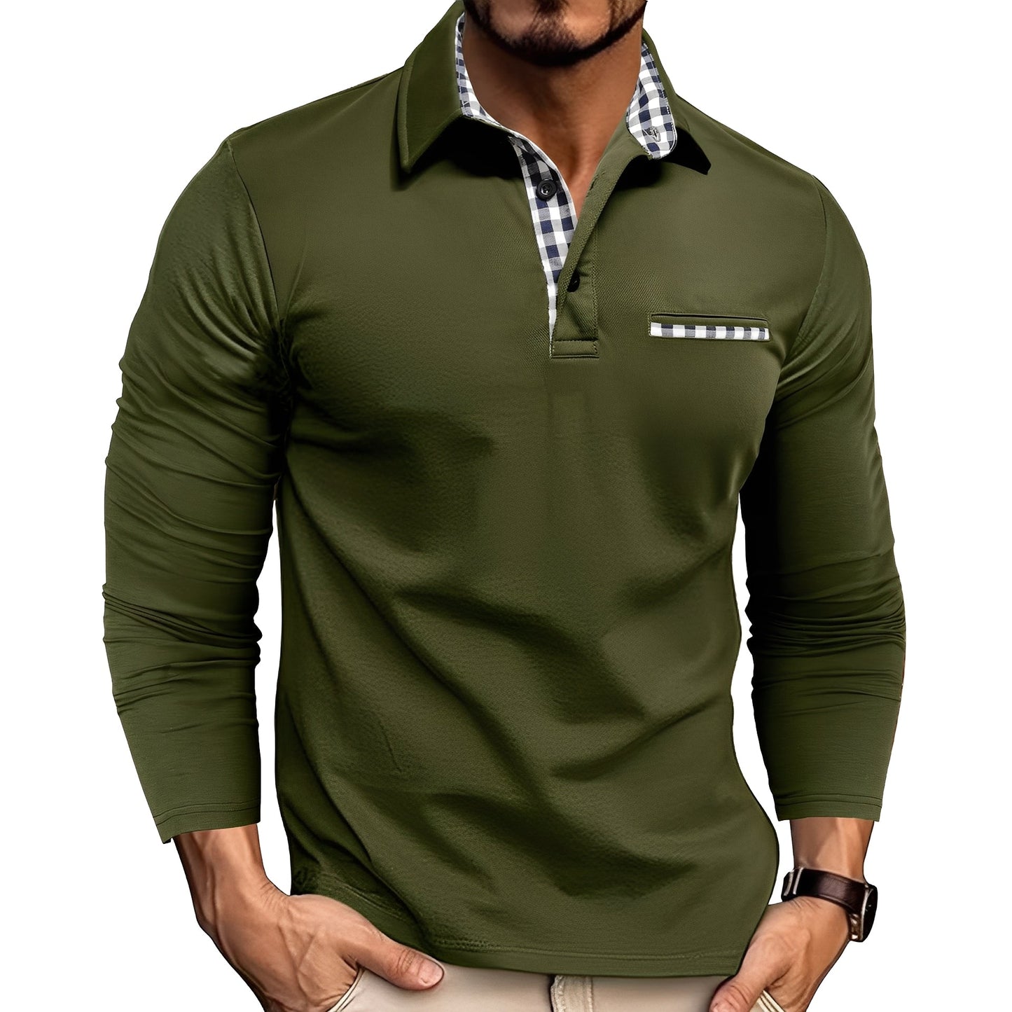 Charel - Fashionable men's long-sleeved shirt with collar