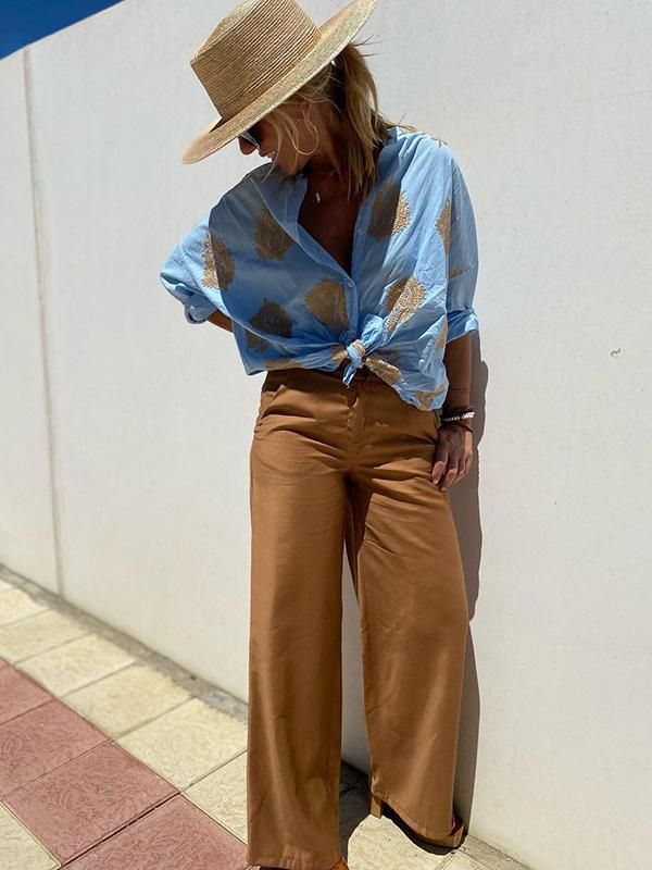 Meghan - Elegant embroidered blouse with buttons