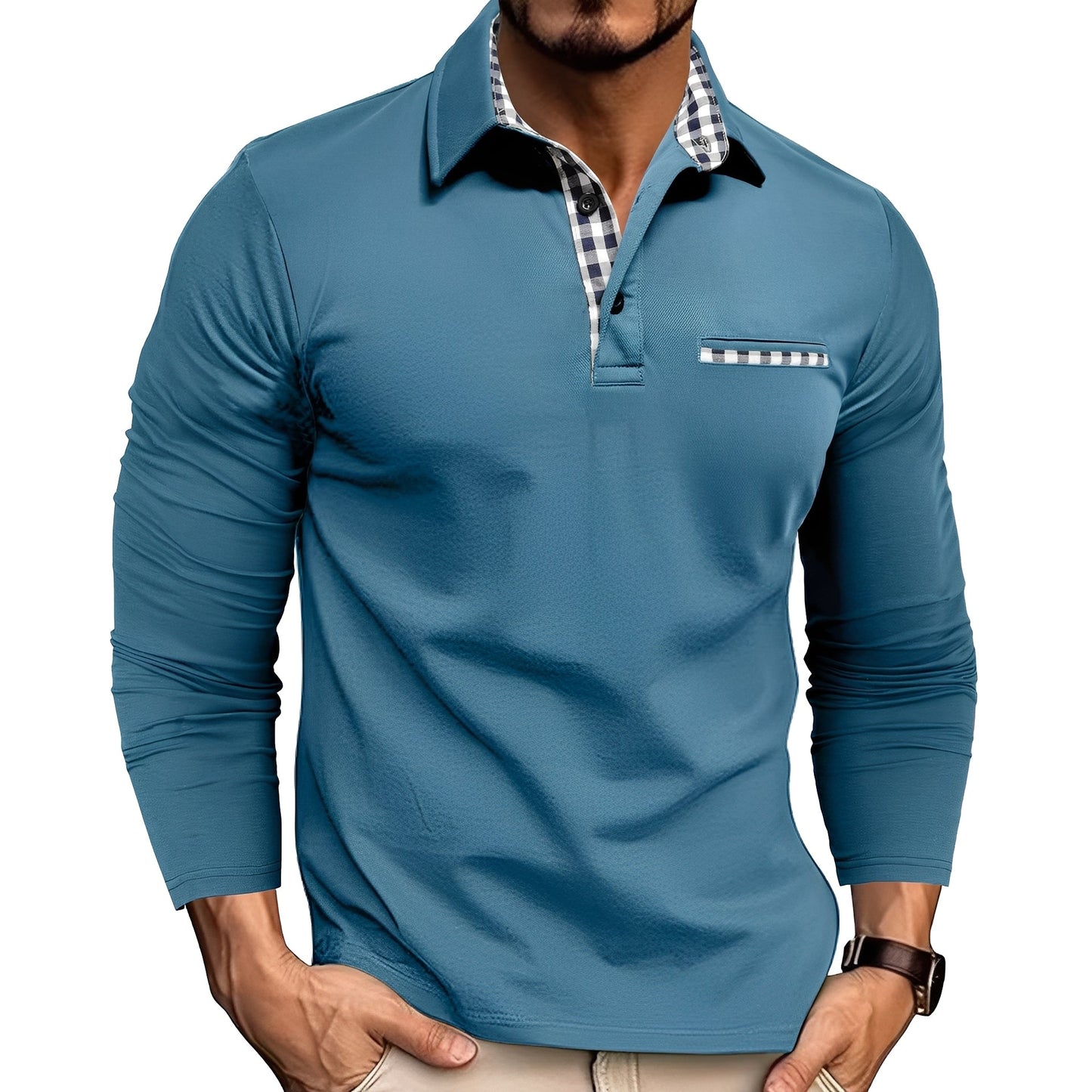 Charel - Fashionable men's long-sleeved shirt with collar