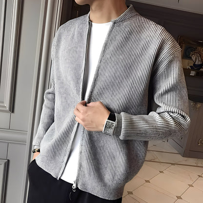 Damon - Męski sweter vintage z dzianiny z zamkiem