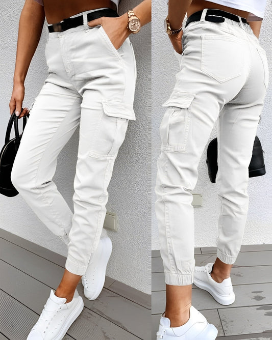 Carrie - Elegant cargo trousers with a high waist for women