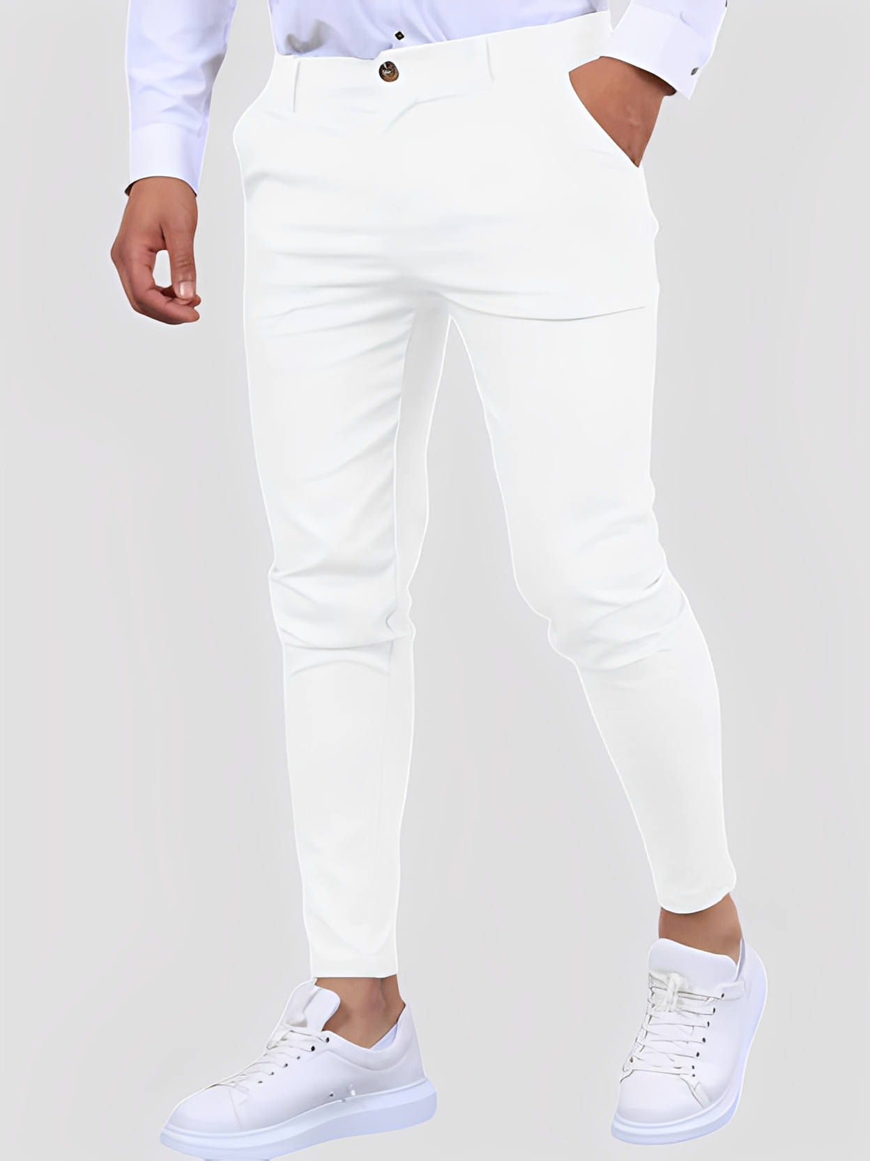 Shelton - Męskie luźne spodnie stretch o zwężanym kroju