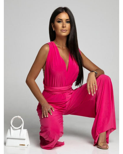 FlairFashion - Sleeveless Jumpsuit with V-Neckline