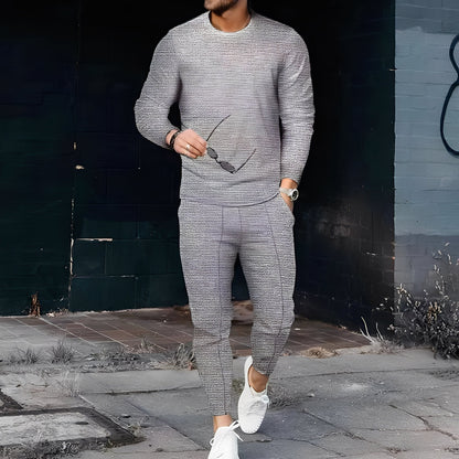 Dillan - Męski swobodny zestaw Slim-Fit z tkaniny waflowej