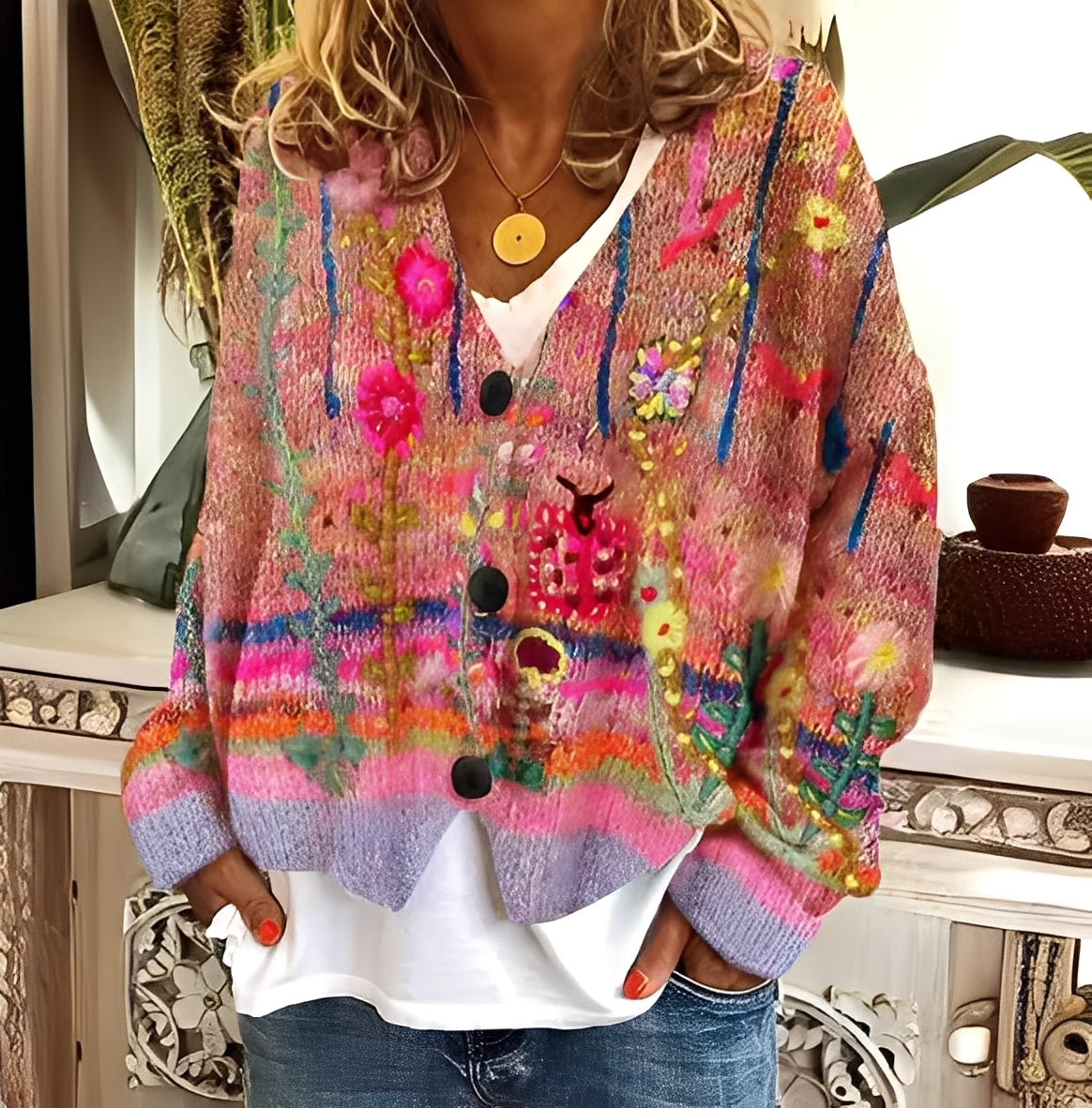 Daphné - Kolorowy i komfortowy sweter damski