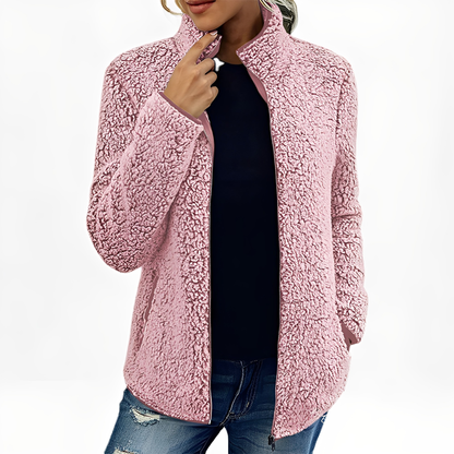 Alethea - Stylowy Fleece Płaszcz dla Kobiet